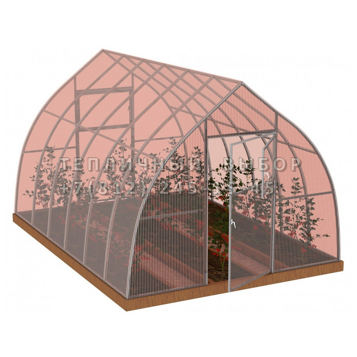 Теплица из поликарбоната-фито Усиленная Капелька 3х4 h=2.3 м профиль 25х25 мм 