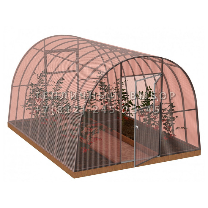 Теплица из поликарбоната-фито Усиленная Арочная 2,5х12 h=2 м профиль 20х20 мм