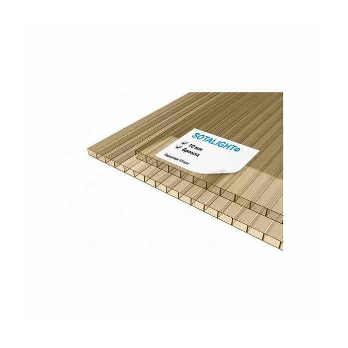 Сотовый поликарбонат 10 мм SOTALIGHT бронза 2100х12000 мм